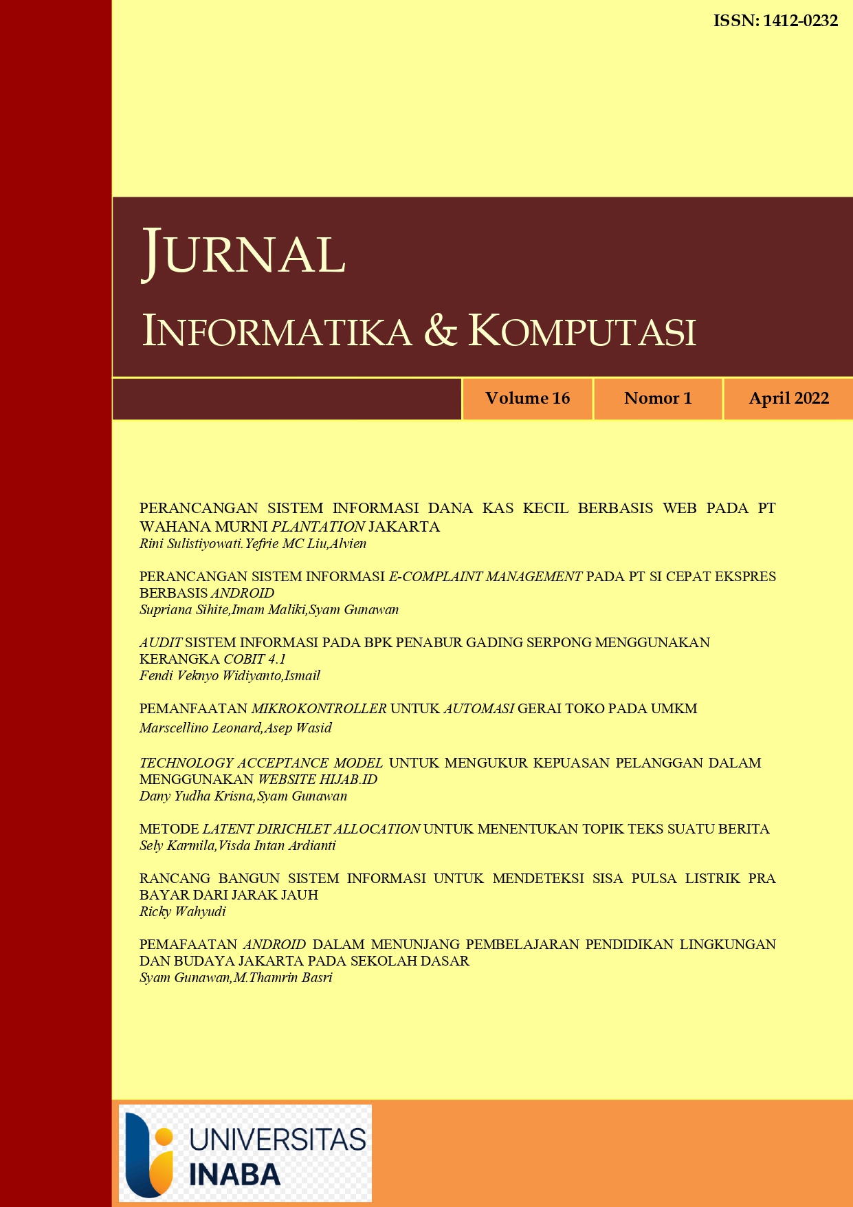 					View Vol. 16 No. 01 (2022): Jurnal Informatika dan Komputasi
				