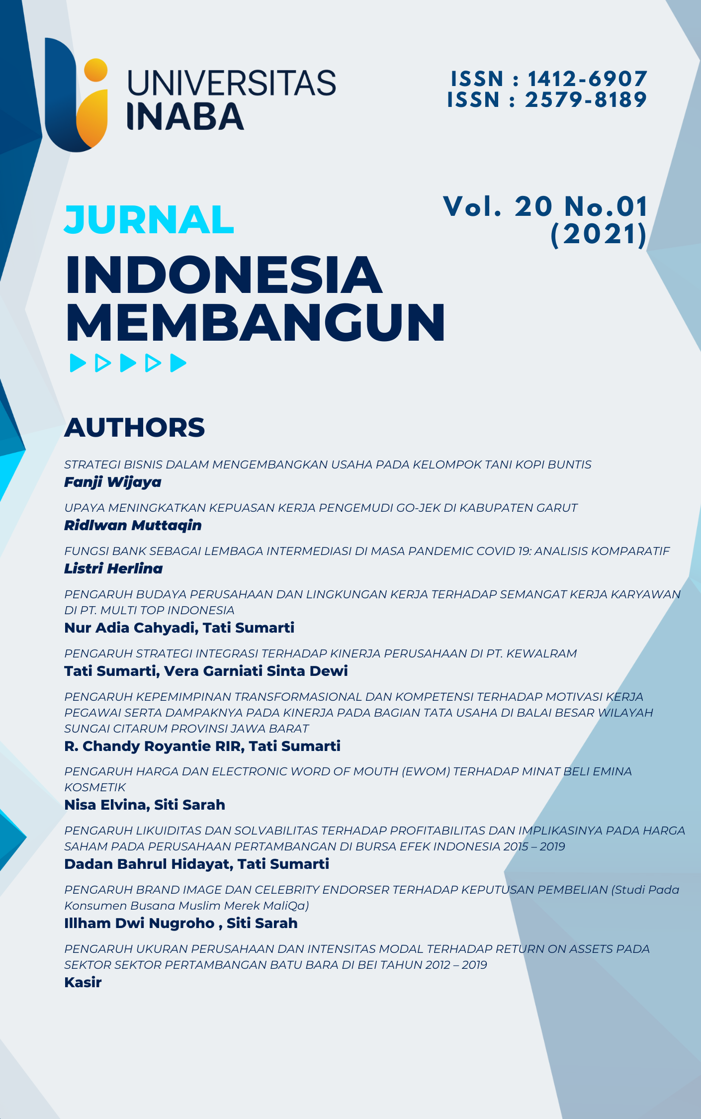 					View Vol. 20 No. 01 (2021): Jurnal Indonesia Membangun
				