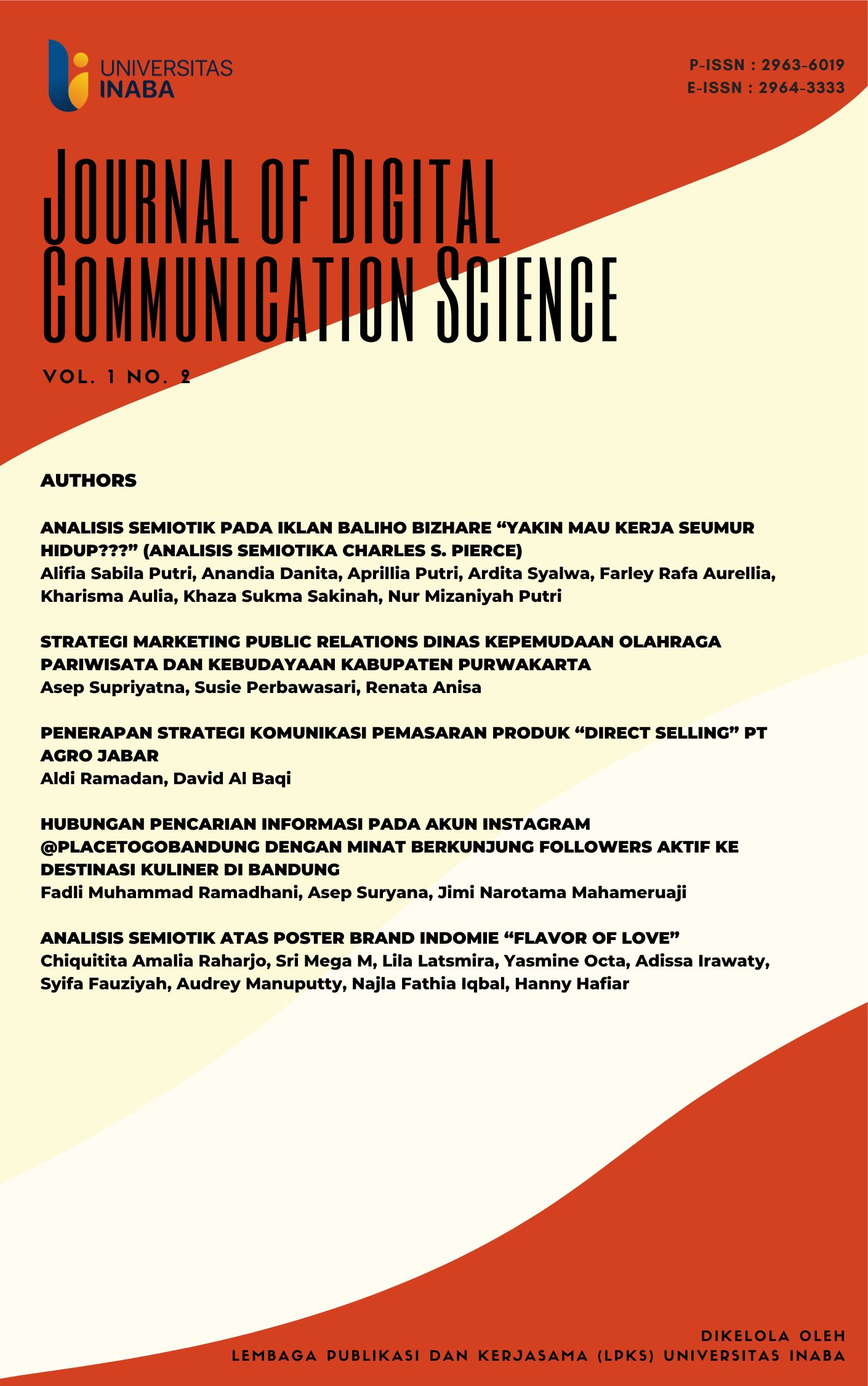 					View Vol. 1 No. 2 (2023): Journal of Digital Communication Science
				
