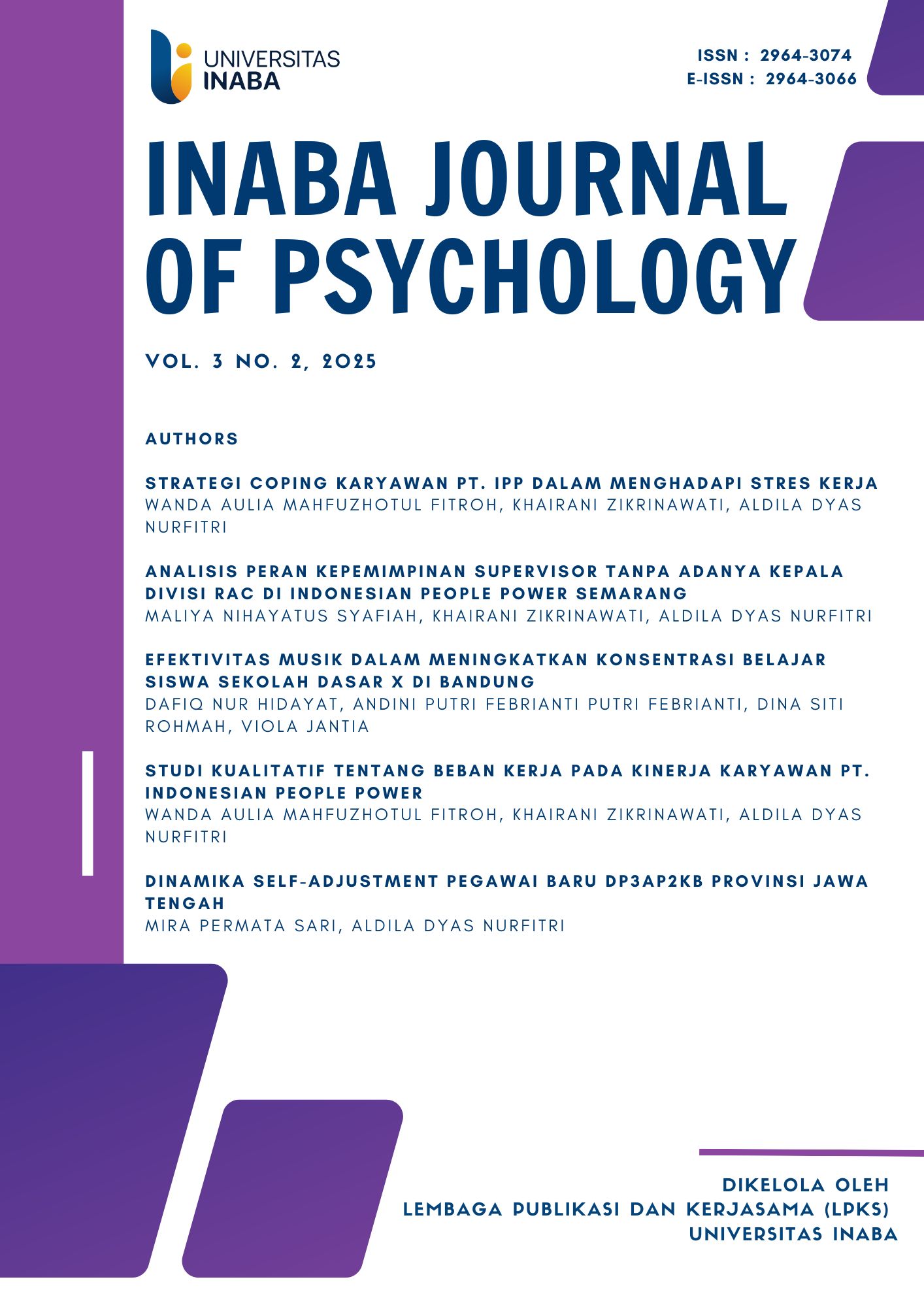 View Vol. 3 No. 2 (2025): Inaba Journal of Psychology, Vol. 3, Issue. 2, 2025